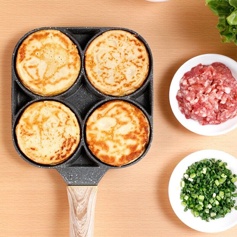 Nonstick eggpanne i rustfritt stål for 4 perfekte frokostegg. Fungerer på induksjon.
