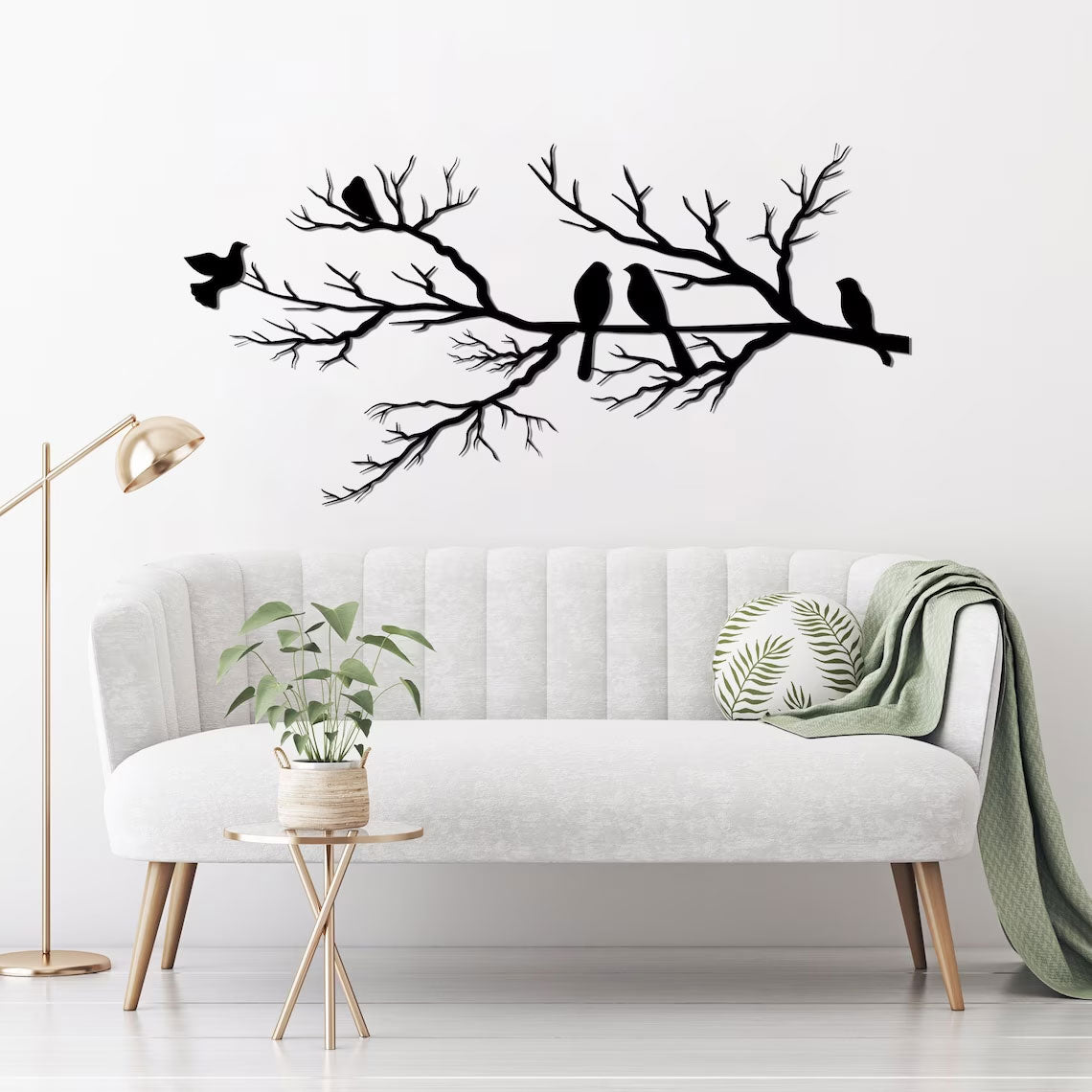 Abstrakt veggkunst med fugler. Minimalistisk og moderne dekorasjon perfekt for stue eller soverom.