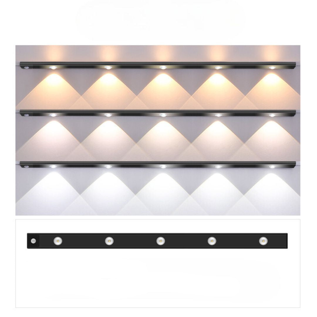 Varmhvitt LED-lys for under skap, lyser opp arbeidsflaten med smart bevegelsessensorfunksjon.