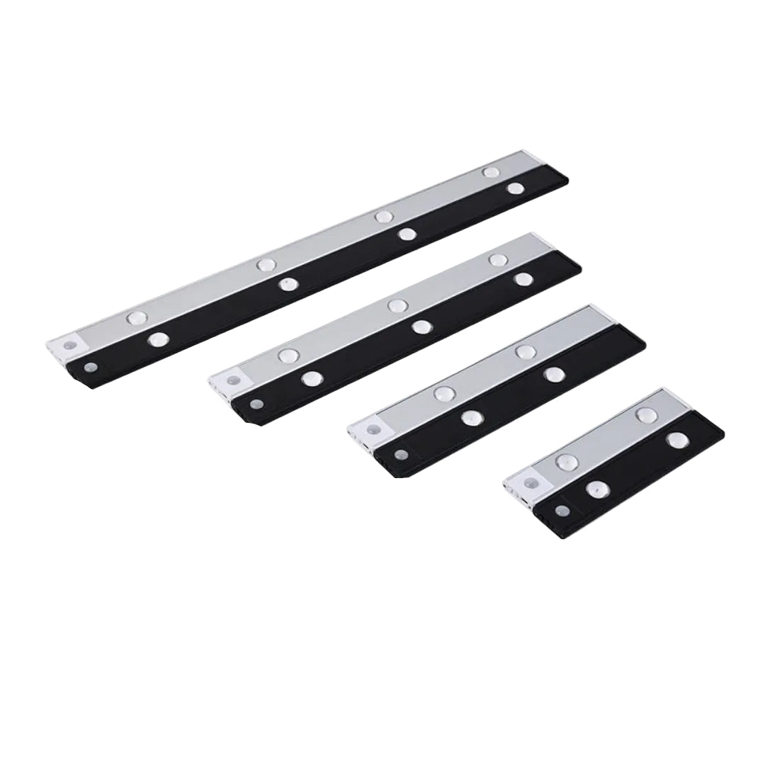 Moderne LED-lys for hjemmet med bevegelsessensor, ideell for energibesparende belysning under skap.