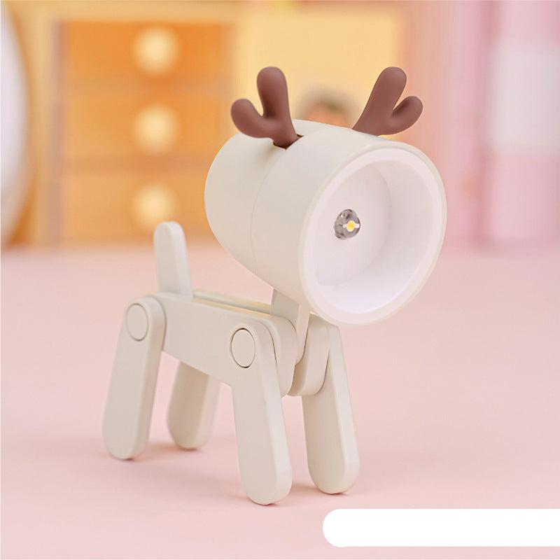 Barnevennlig dyrelys bordlampe, justerbare figurer som LED nattlampe, batteridrevet og trygg.