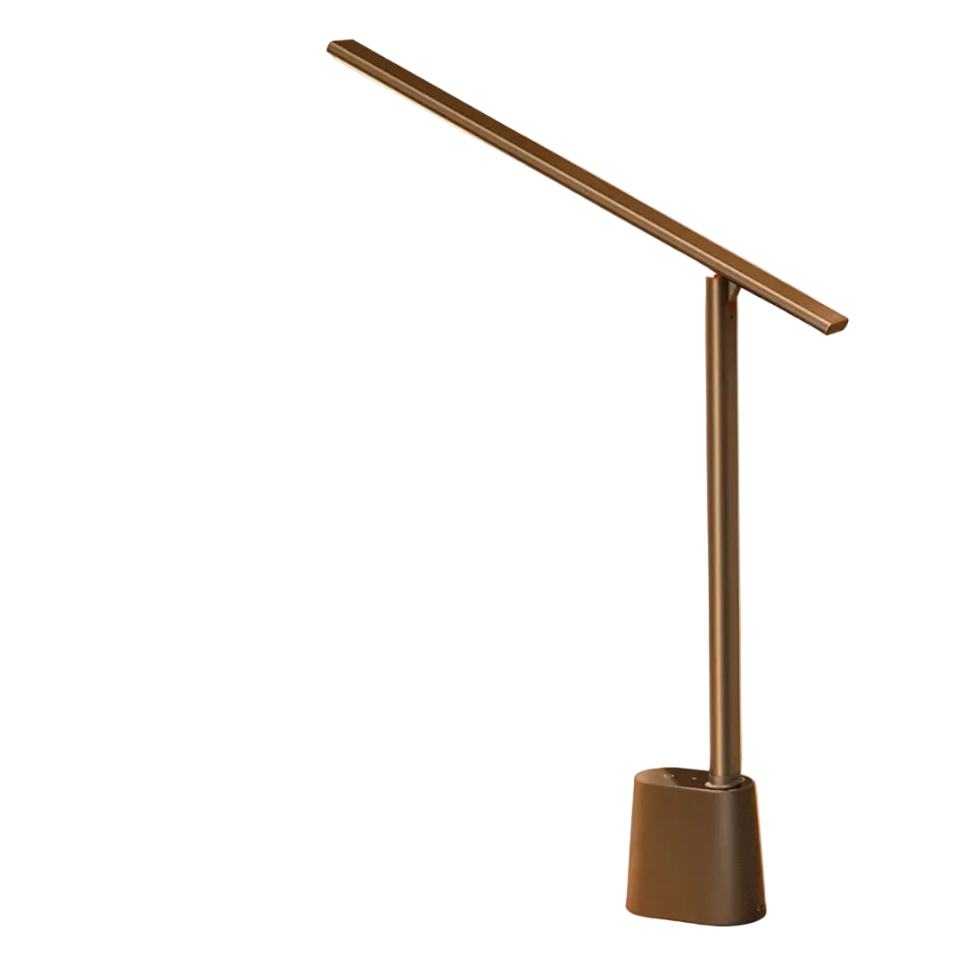 Sammenleggbar LED bordlampe med dimming; ideell for hjemmekontoret. Moderne, fleksibel leselampe.