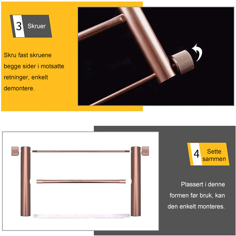 "Sammenleggbar sag med slitesterkt blad og aluminiumslegering, ideell for hagearbeid og friluftsliv."