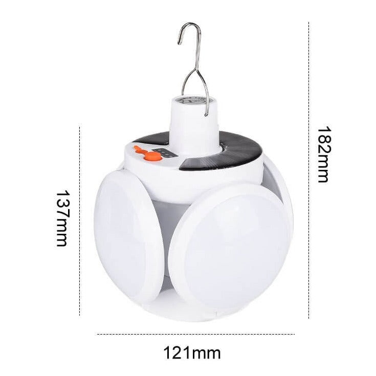 Sammenleggbar solcelle LED-lampe. Et allsidig bærbart lys for camping, utendørs og nødlys.