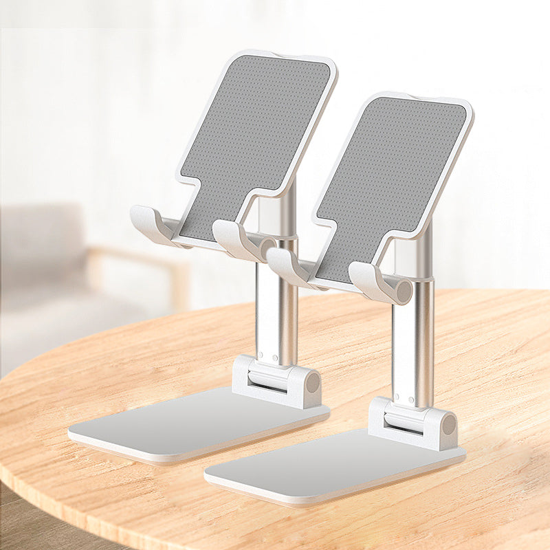 "Sammenleggbart justerbart bordstativ i aluminium for mobil/nettbrett, kompakt design, gir optimal visningsvinkel."