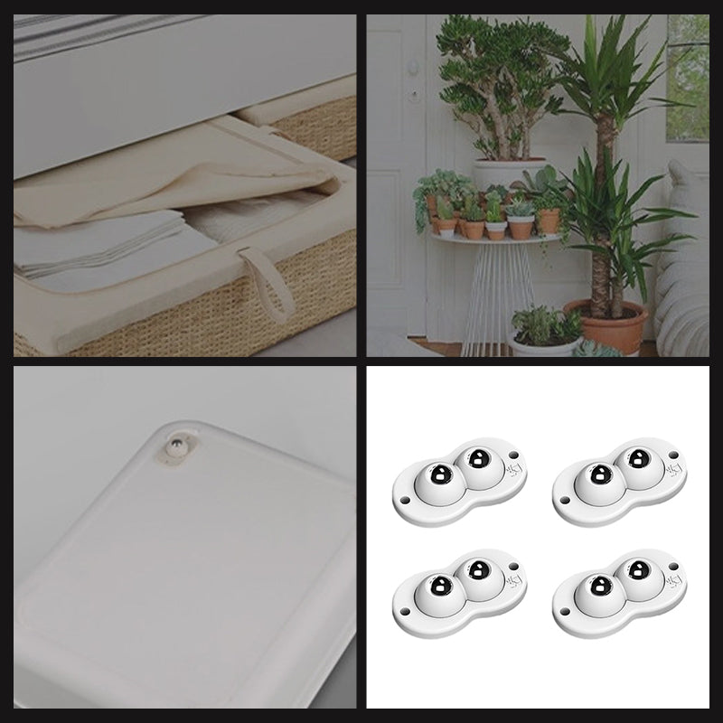 "Selvklebende 360° hjul for enkel flytt, støysvake, slitesterkt plastdesign, perfekt for møbler og kreative prosjekter."