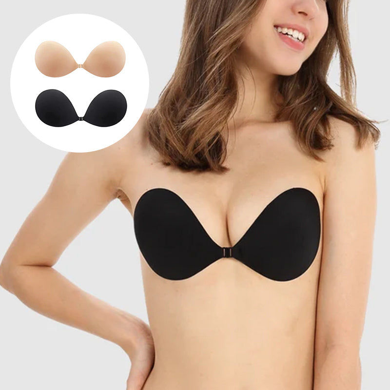 "Selvklebende usynlig BH med deep V-design for naturlig løft, ideell til utringede antrekk og spesielle anledninger."