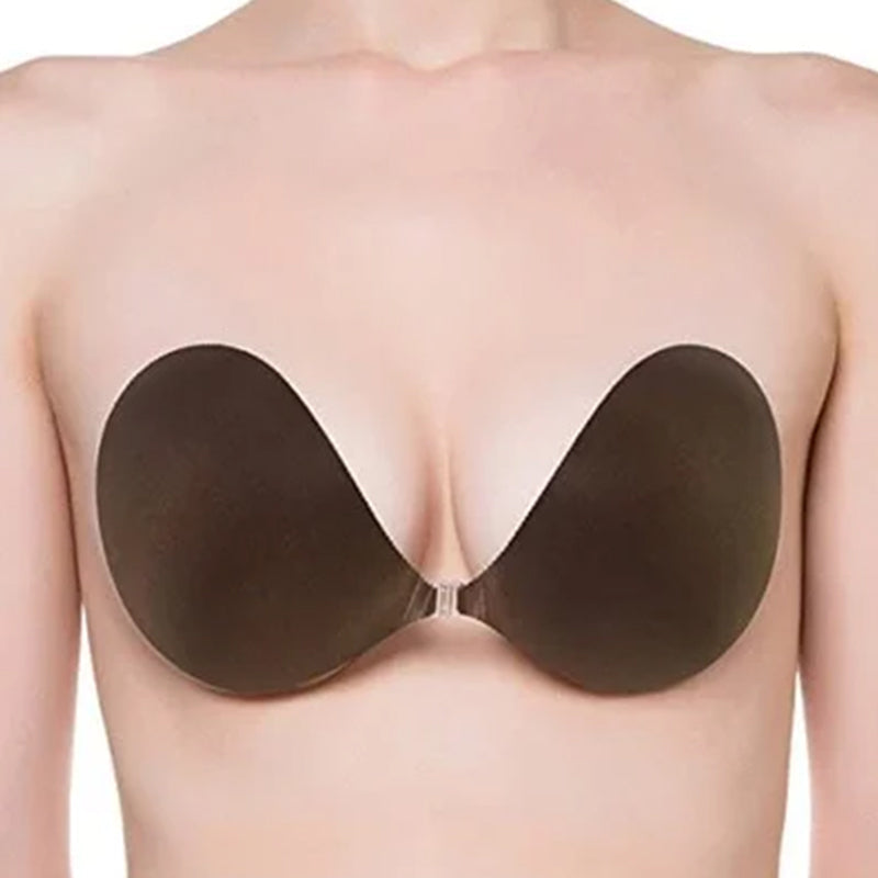 "Selvklebende usynlig BH med deep V-design for naturlig løft, ideell til utringede antrekk og spesielle anledninger."