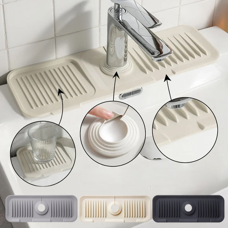 "Silikon sprutbeskyttelsesmatte - vanntett, grå, selvdrenerende design, enkel installering. Perfekt for kjøkkenvask."