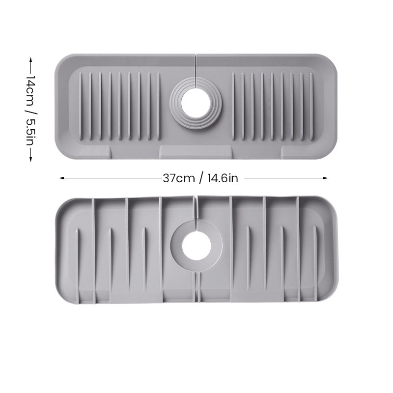 "Silikon sprutbeskyttelsesmatte - vanntett, grå, selvdrenerende design, enkel installering. Perfekt for kjøkkenvask."