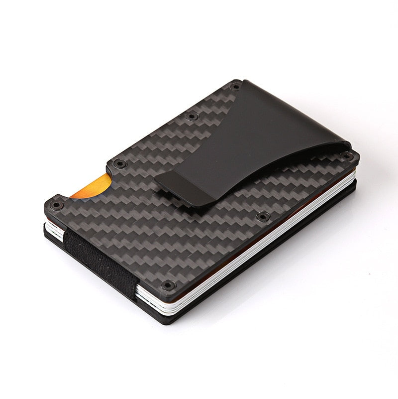 Minimalistisk lommebok i aluminium med RFID-blokkering for kort, sort design