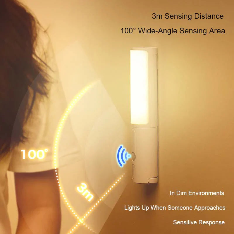 Allsidig oppladbar LED-lampe med bevegelsessensor, justerbart lys for enhver hjemmebelysning.