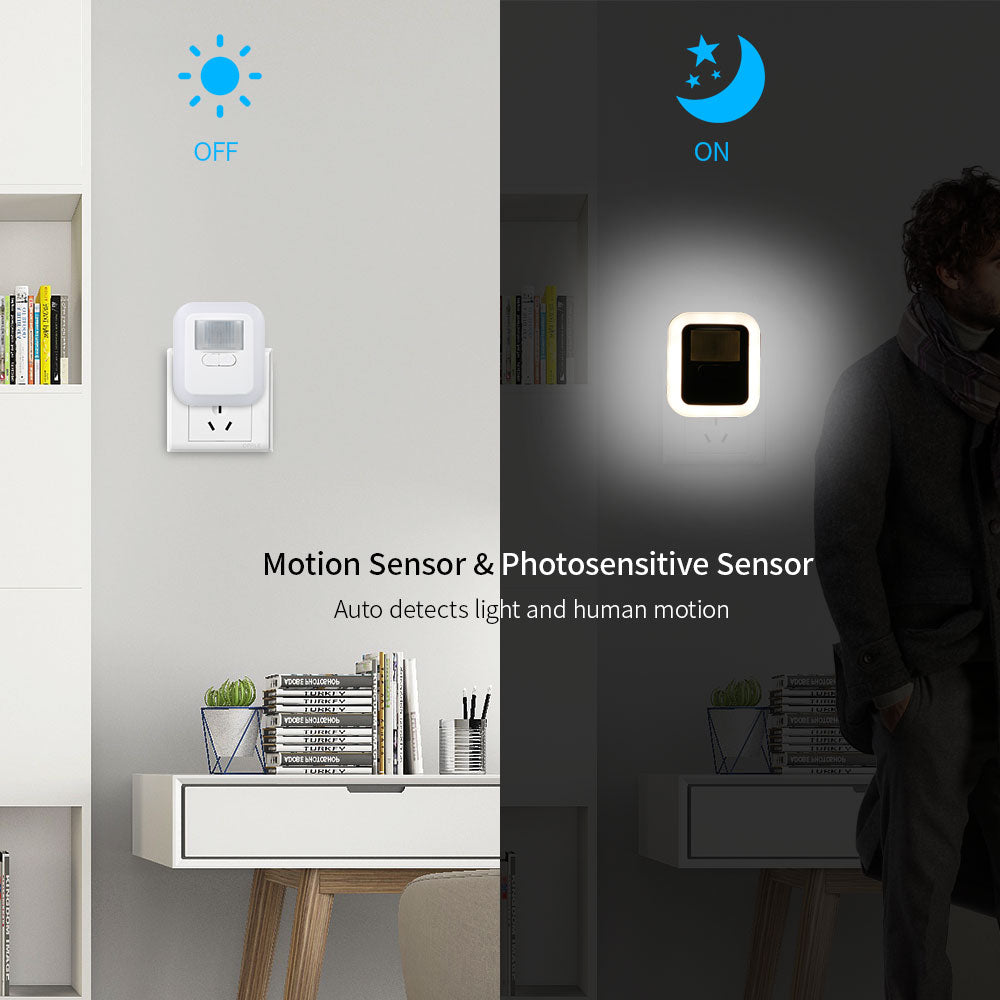 Energieffektivt LED nattlys med bevegelsessensor for praktisk hjemmebelysning.