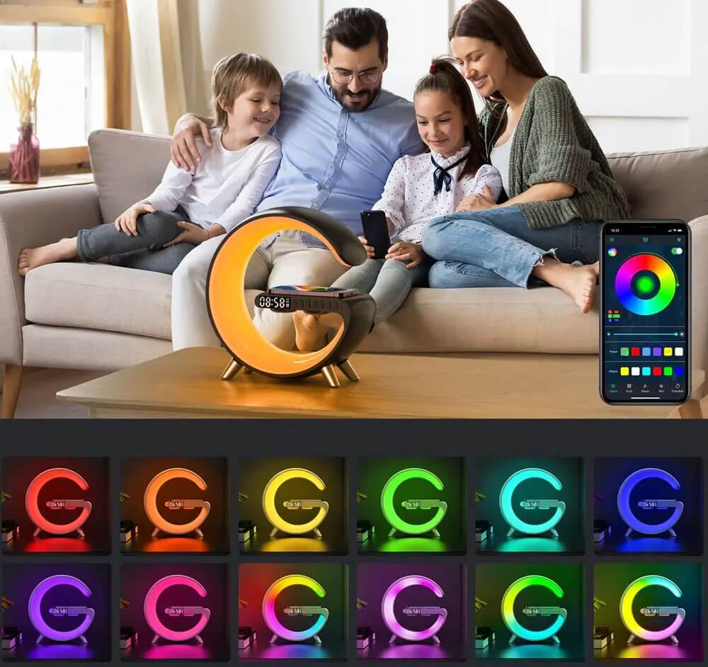Stilren atmosfærelys-høyttaler med Bluetooth 5.0 og rik lydkvalitet, perfekt for avslapning.