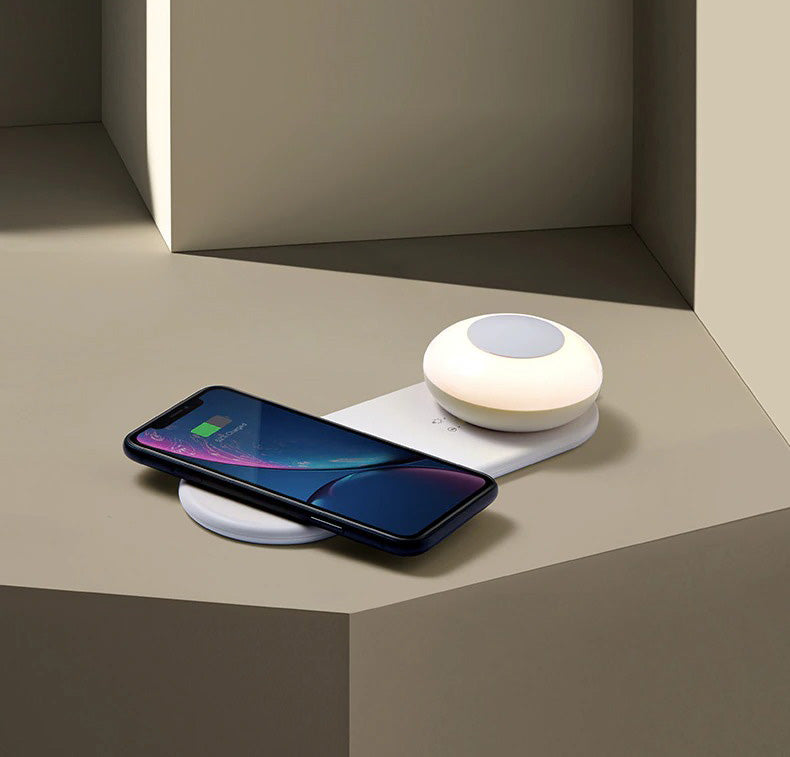 Multifunksjonell trådløs ladelampe, portabel bordlampe med øyepleie LED-lys.