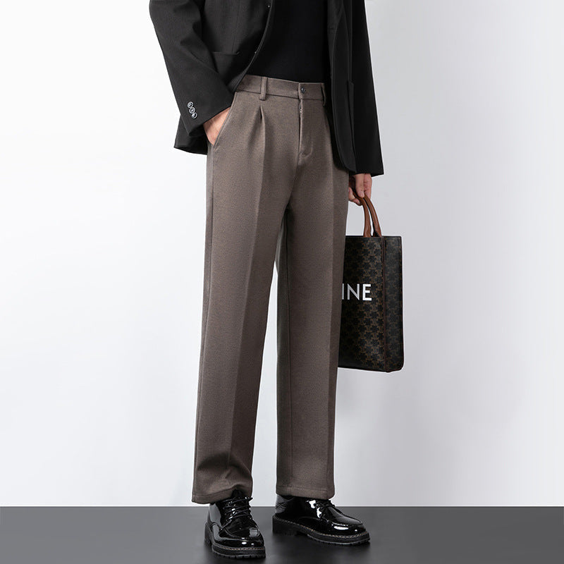 Stilige minimalistiske herrebukser med slim fit, ideelle som kontorbukser eller elegante forretningsklær.