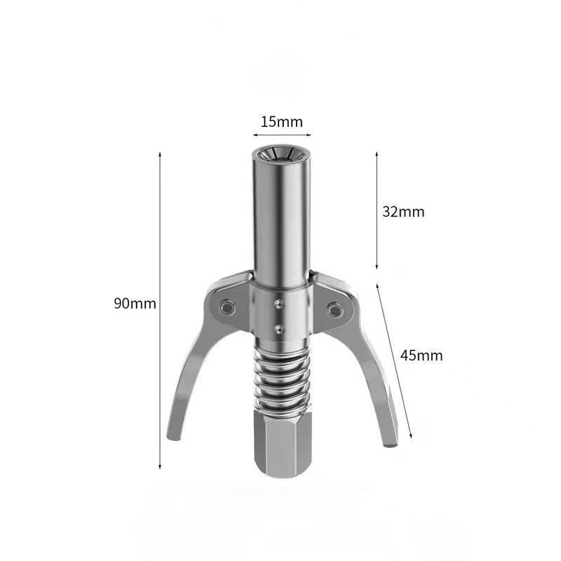 Smørepistol dobbelthåndtaks smørenippel i rustfritt stål, ergonomisk design, for smidig smøring av maskineri.