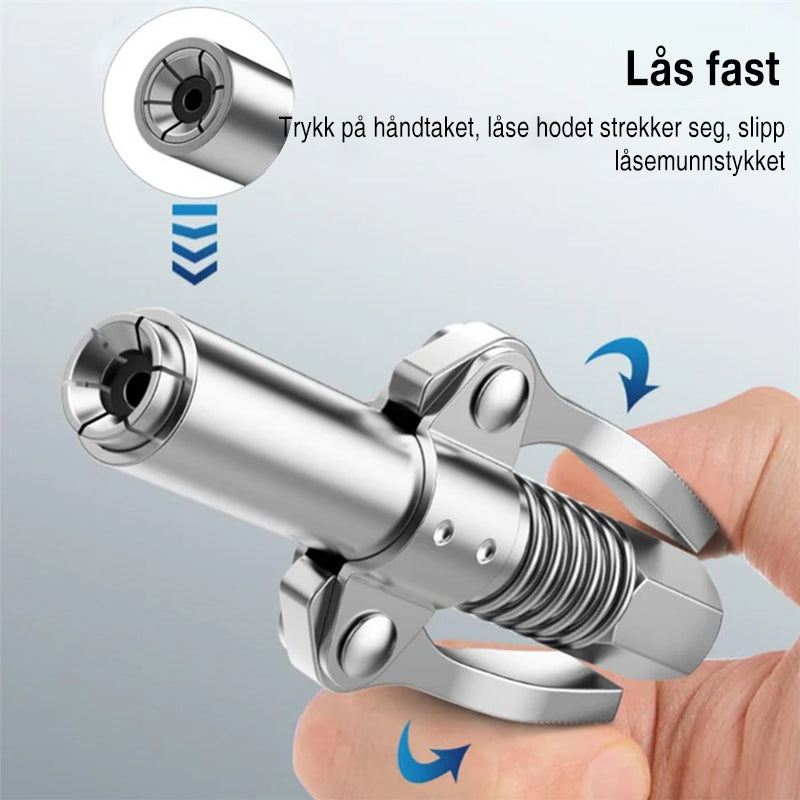 Smørepistol dobbelthåndtaks smørenippel i rustfritt stål, ergonomisk design, for smidig smøring av maskineri.