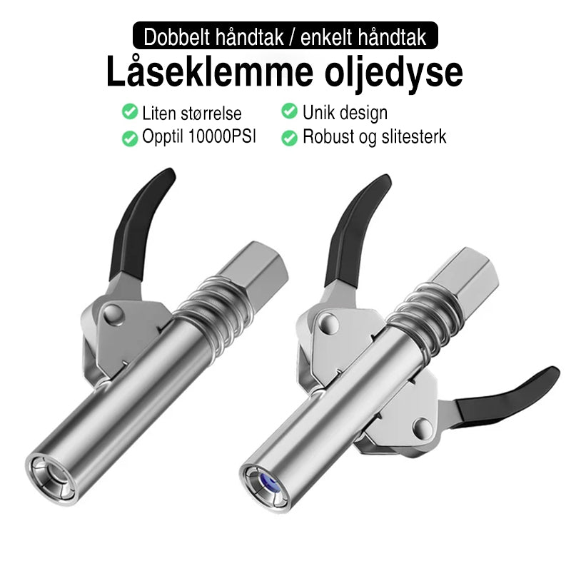 Smørepistol dobbelthåndtaks smørenippel i rustfritt stål, ergonomisk design, for smidig smøring av maskineri.