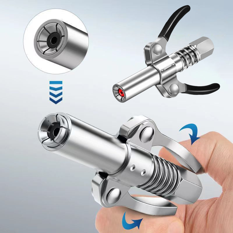 Smørepistol dobbelthåndtaks smørenippel i rustfritt stål, ergonomisk design, for smidig smøring av maskineri.