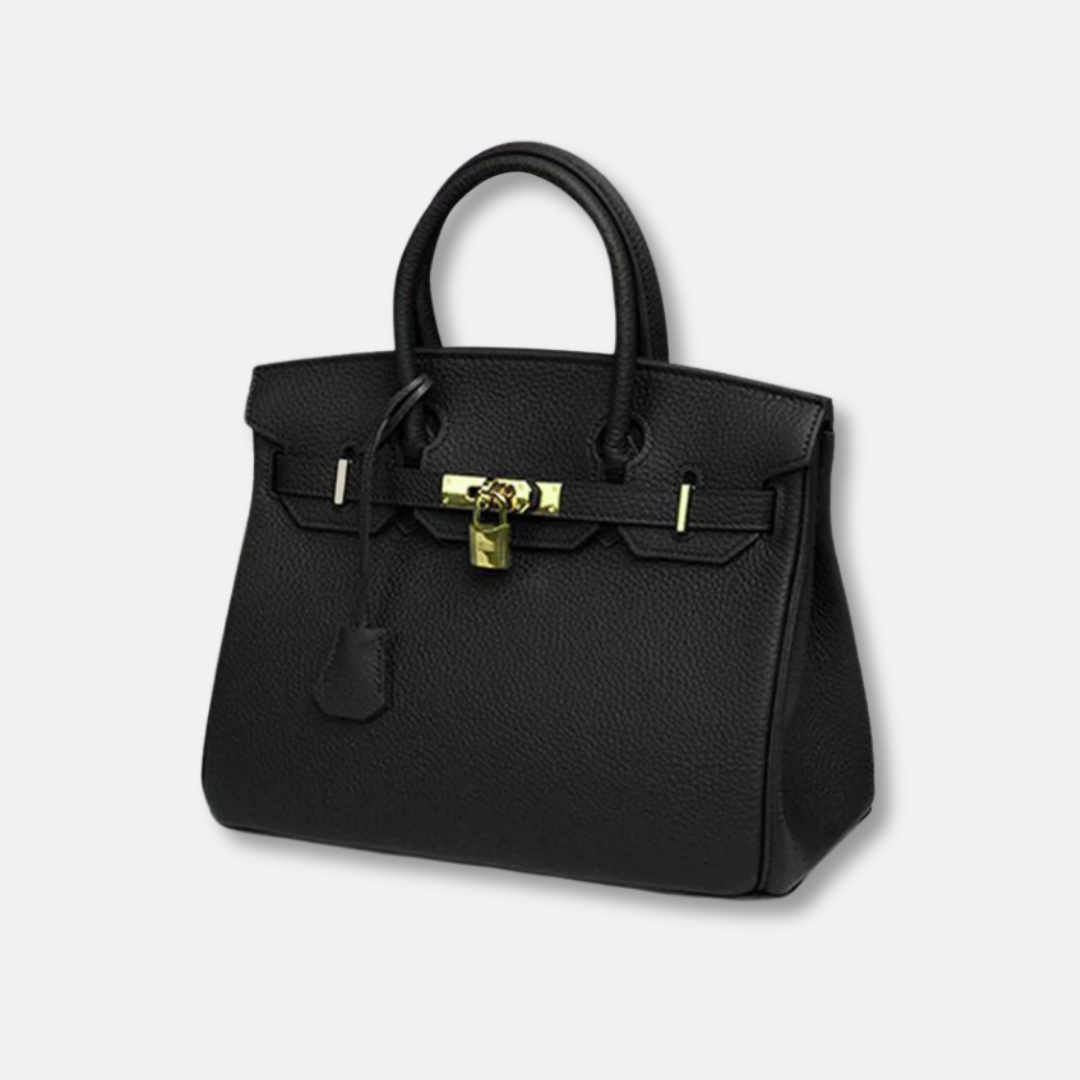 "Sofistikert skinnveske i luksuriøst skinn, elegant og romslig, perfekt for moderne stil."
