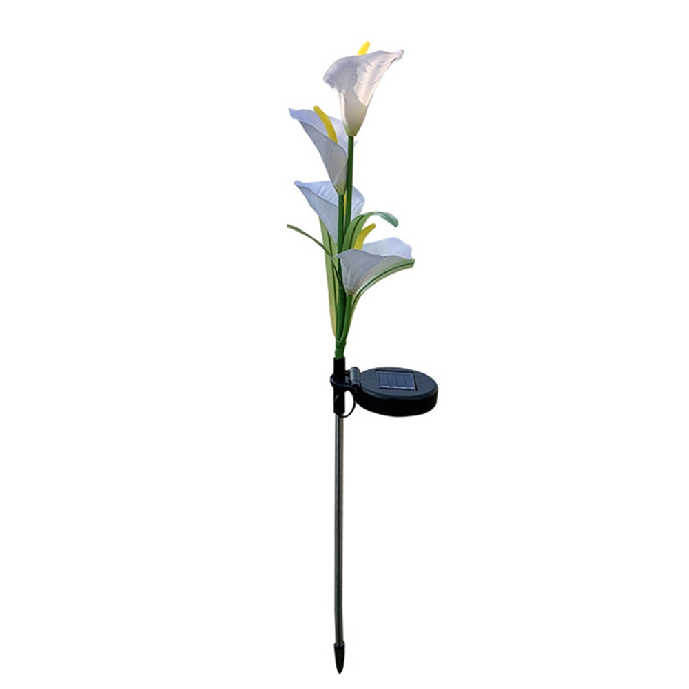 Liljeformet solcellelampe på dagtid, elegant hagedekorasjon, klar for lading