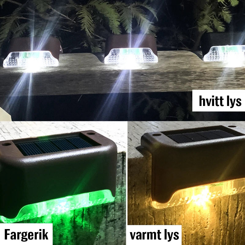 Solcelledrevet utendørs LED lys, vanntett, IP65 sertifisert, slitesterke, hvit belysning, ideell for hager og innkjørsler.