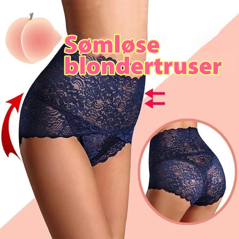 "Sømløse blondetruser med blomsterbroderi, høy midje, myk elastisk blonder, komfortabel og svettefri."