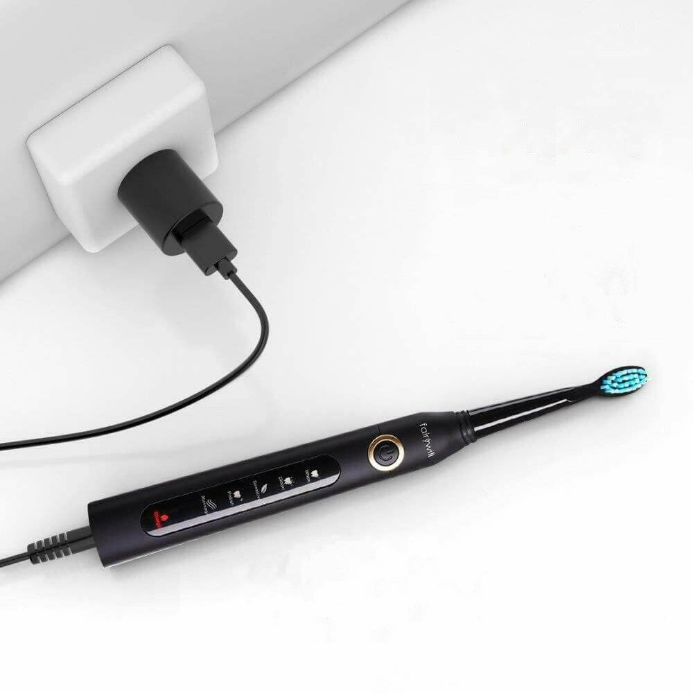 Ergonomisk designet sonic elektrisk tannbørste, oppladbar, med lang batterilevetid og god for reise.