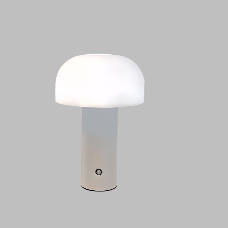 "Sopp bordlampe, trådløs og dimbar, europeisk design. Elegant soppformet lampe i flere farger for stilfull belysning."
