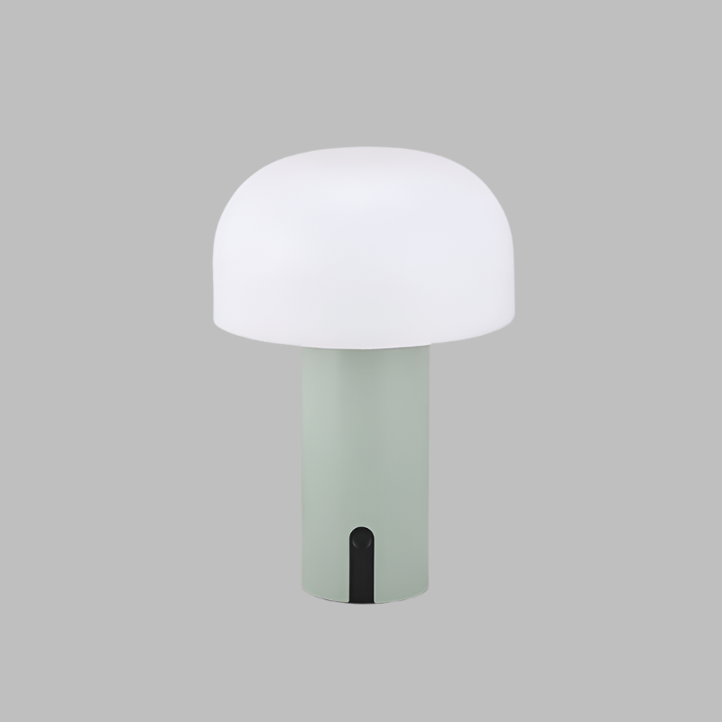 "Sopp bordlampe, trådløs og dimbar, europeisk design. Elegant soppformet lampe i flere farger for stilfull belysning."
