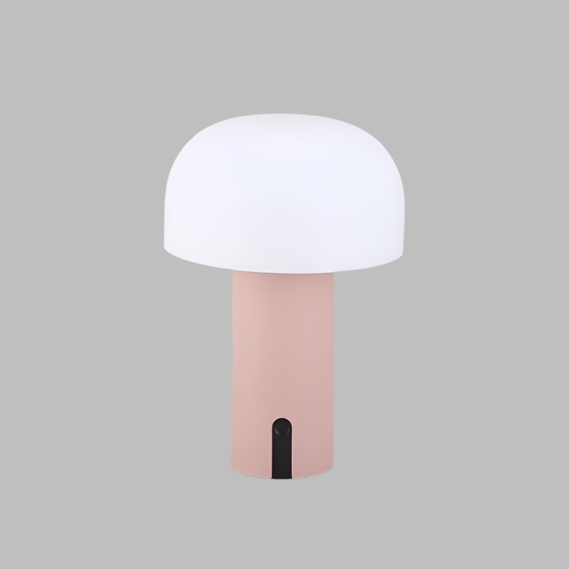 "Sopp bordlampe, trådløs og dimbar, europeisk design. Elegant soppformet lampe i flere farger for stilfull belysning."