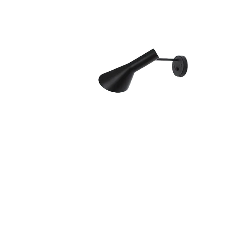 Sort minimalistisk kjegleformet vegglampe i aluminium for stuen, moderne innendørs belysning