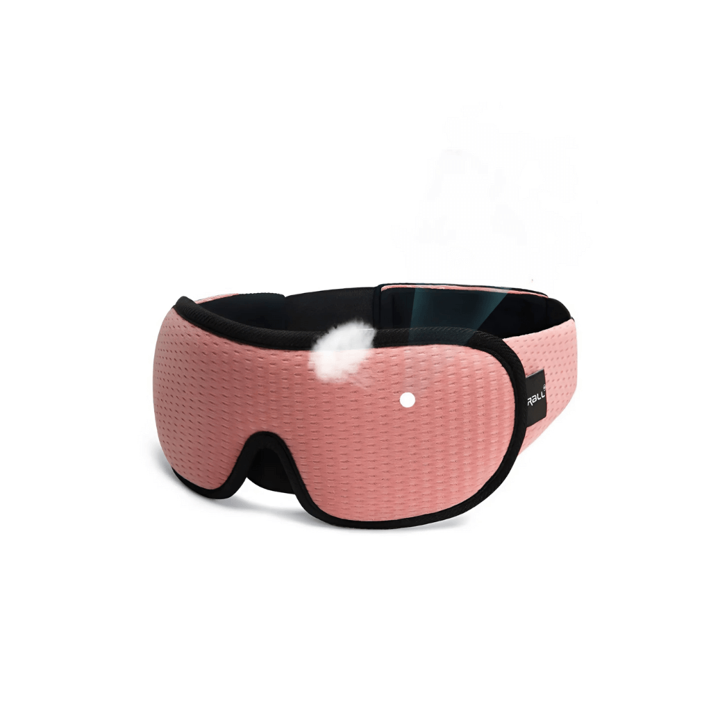 Sort trykkfri søvnmaske med ergonomisk design, som blokkerer 100 % lys for bedre søvnkomfort.