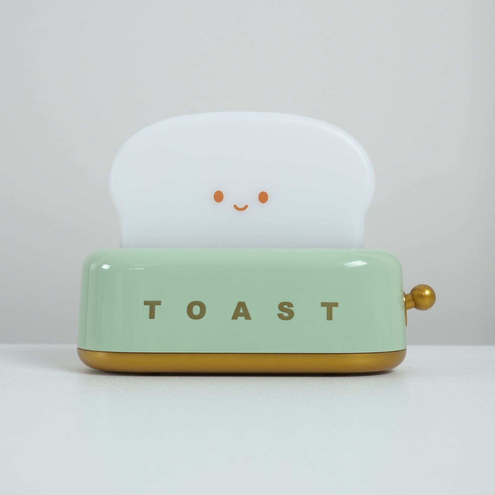 "Søt bordlampe i brødristerform, trådløs, oppladbar, i metalliakryl, justerbar lysstyrke, grønn, mandelgul, rosa."