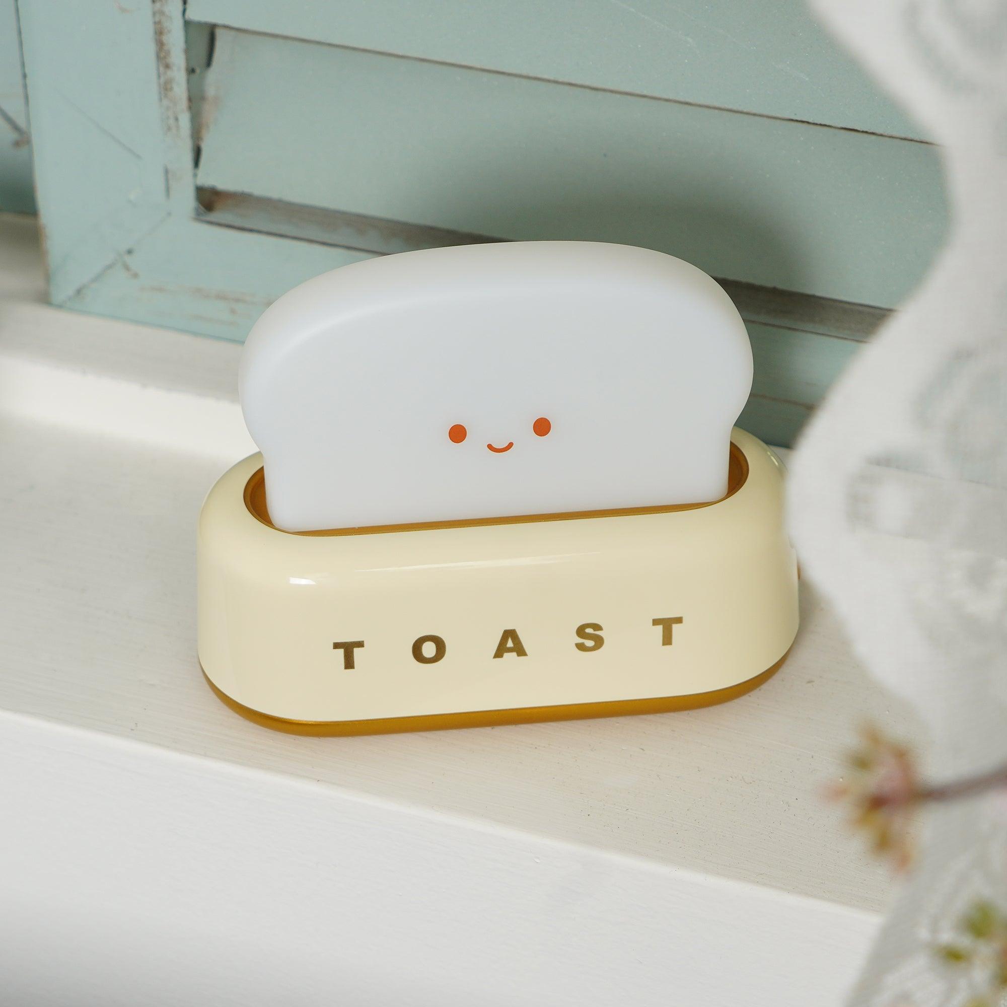 "Søt bordlampe i brødristerform, trådløs, oppladbar, i metalliakryl, justerbar lysstyrke, grønn, mandelgul, rosa."