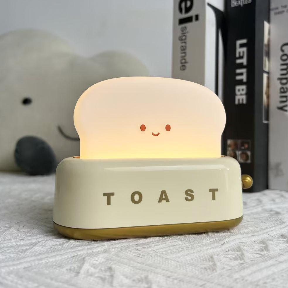 "Søt bordlampe i brødristerform, trådløs, oppladbar, i metalliakryl, justerbar lysstyrke, grønn, mandelgul, rosa."