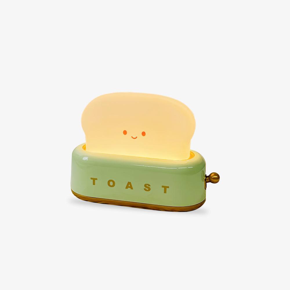 "Søt bordlampe i brødristerform, trådløs, oppladbar, i metalliakryl, justerbar lysstyrke, grønn, mandelgul, rosa."