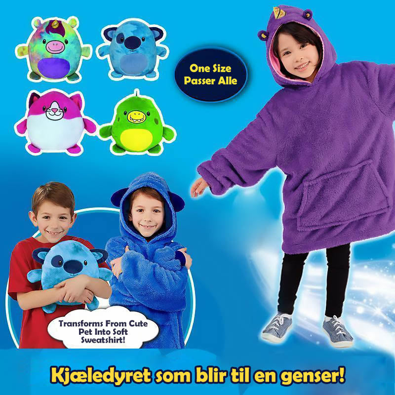 "Søt overdimensjonert hettegenser for barn, ultra-myk med plysjmateriale, langermet, stor lomme, flerfarget."