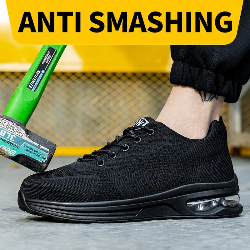 Slitesterk herresikkerhetssko med ståltå, ideell for arbeid, gir optimalt verneutstyr.