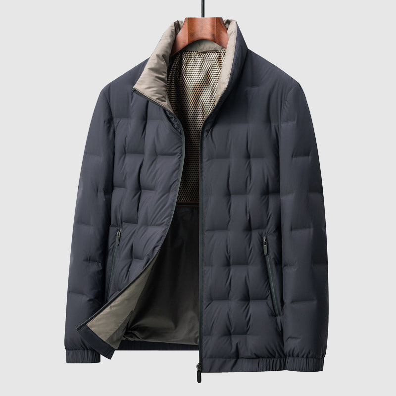 Klassisk svart herre quilted jakke; en stilfull, varm og vanntett høst- og vinterjakke. Ideell for fritid.