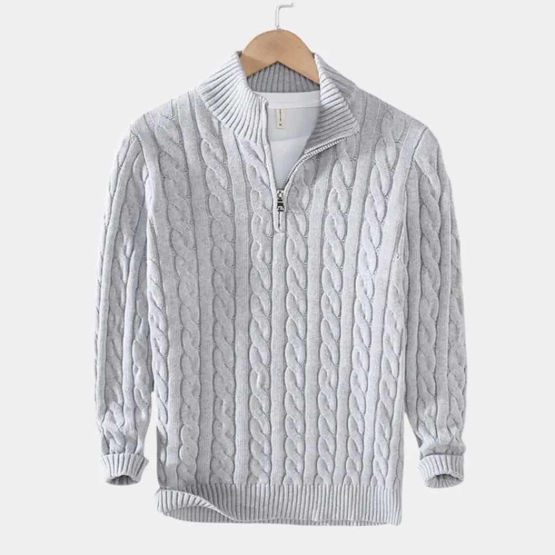 Minimalistisk herregenser med halv glidelås. Moderne og stilren design for den motebevisste mannen.