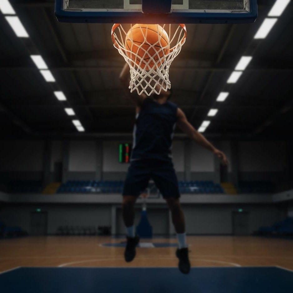 Gruppebilde av tre Stille Innendørs Basketballer, forskjellige farger, for allsidig trening