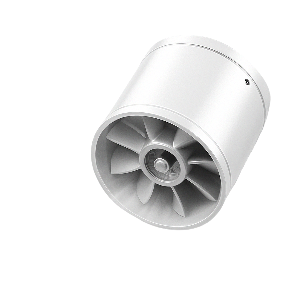 Stillegående ventilasjonsvifte for kjøkken og bad. Forbedrer effektivt luftkvaliteten med frisk luft.