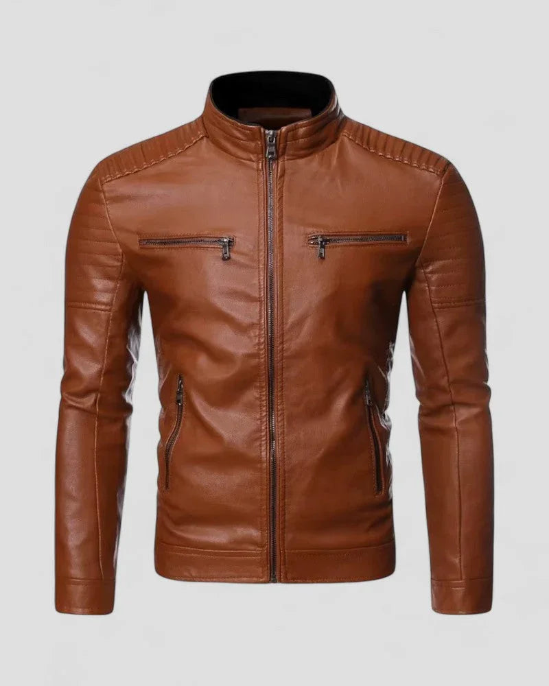 Tidløs herrejakke: slim fit bikerjakke med moderne detaljer. Perfekt for en skarp, urban look til vår/høst.