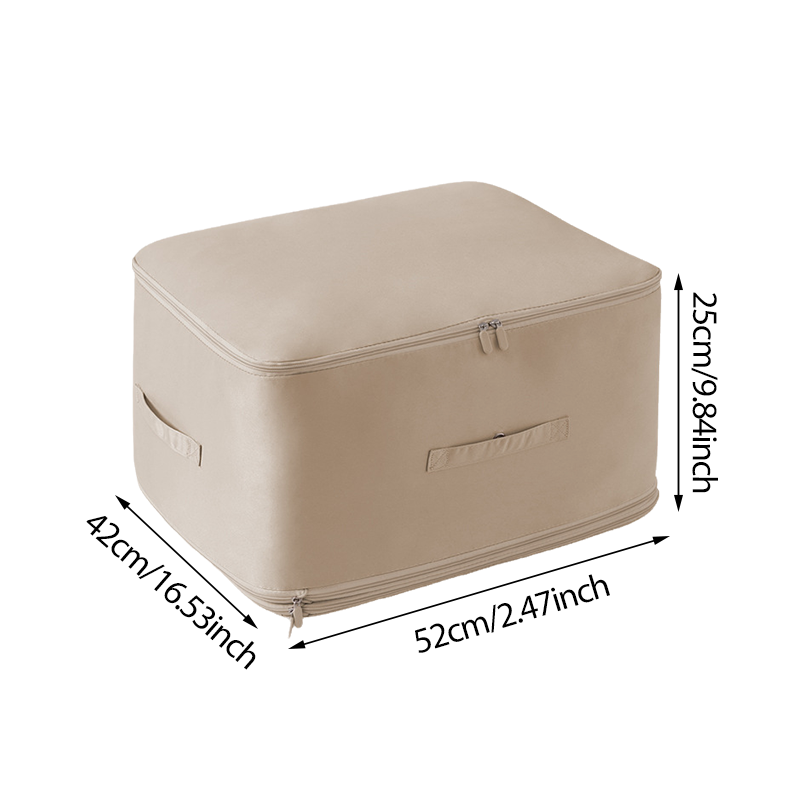 "Stor kompresjons oppbevaringspose i pustende sateng for dyner, med håndtak og glidelås for enkel transport og lagring."