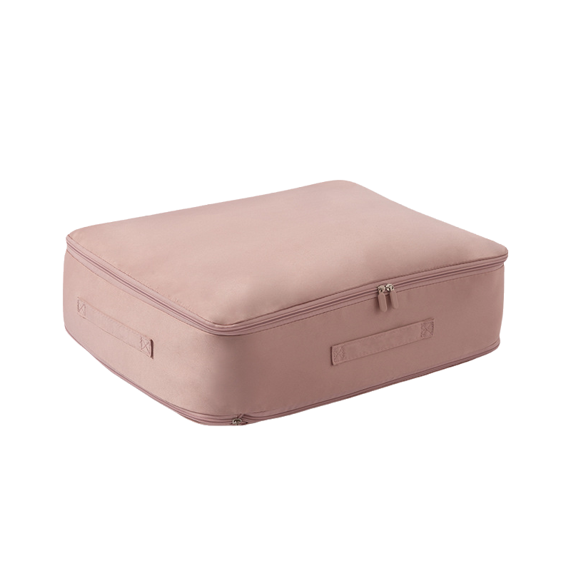 "Stor kompresjons oppbevaringspose i pustende sateng for dyner, med håndtak og glidelås for enkel transport og lagring."