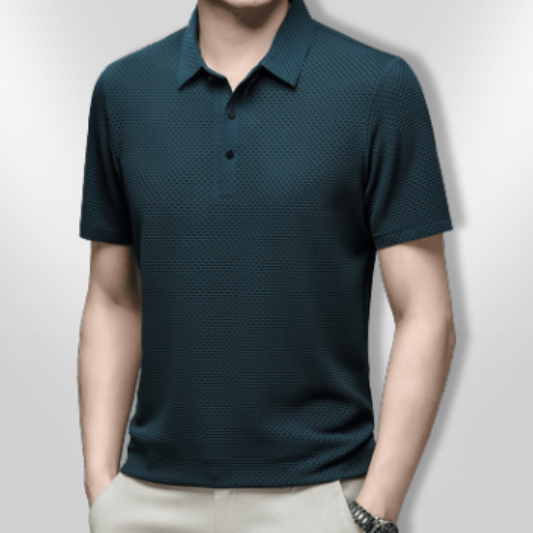Behagelig herre polo med strukturert design, ideell for hverdagsbruk og komfort.