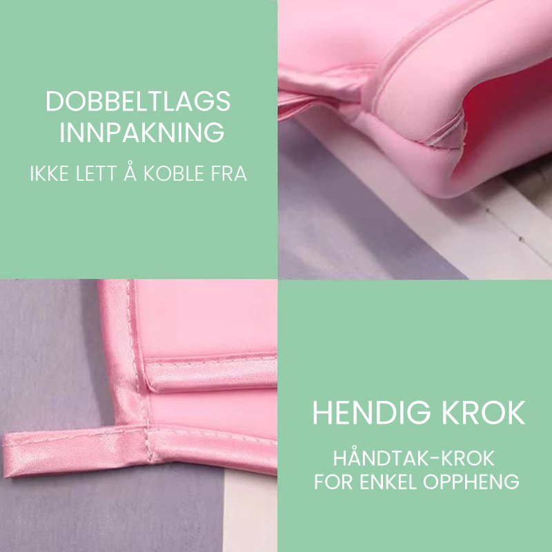 "Supermyk eksfolierende badevott i blått, rosa og grønt. Effektiv for fjerning av døde hudceller og jevn, glatt hud."
