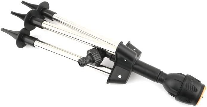 Svart, automatisk og roterende hagesprayer for 360° vanning. Effektivt hageutstyr for plen og hagebruk.